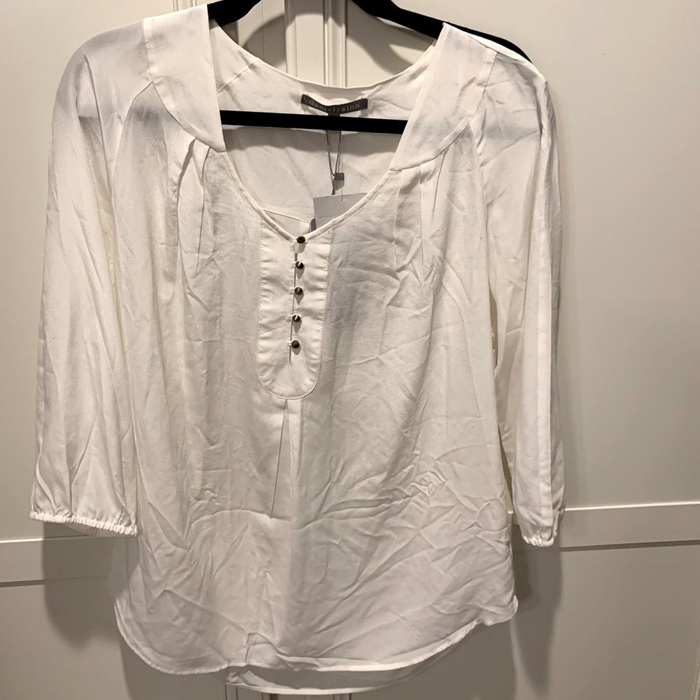 Daniel Rainn cream sheer blouse